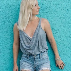 NA-KD Blue Drapey Tank Top